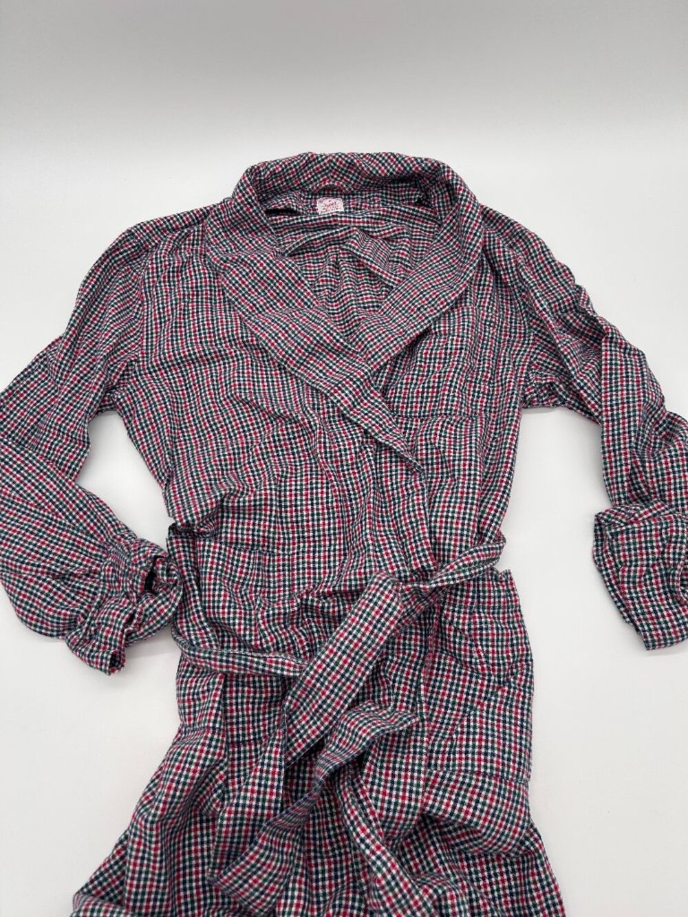 Vintage Brooks Brothers Cotton Red Blue Gingham Tone - Made In USA - Size Medium
